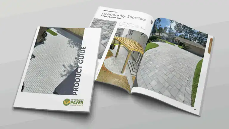 Colorful paver patio featuring traditional Lowcountry Edgestone pavers with smooth top finish, ideal for driveways, walkways, and outdoor living spaces. Perfect for enhancing curb appeal and durability.