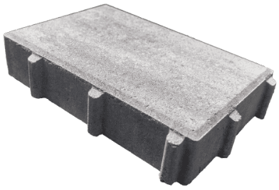 Concrete paver block for outdoor patio or walkway installation.