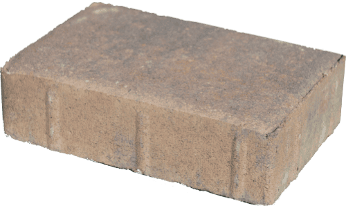 A brick paver for outdoor patios and walkways in earthy tones, ideal for durable landscaping and hardscaping projects.